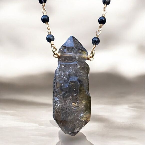NWOT New Aviva Stanoff Lux Tribe Double Terminated Herkimer Diamond Necklace - Picture 1 of 7